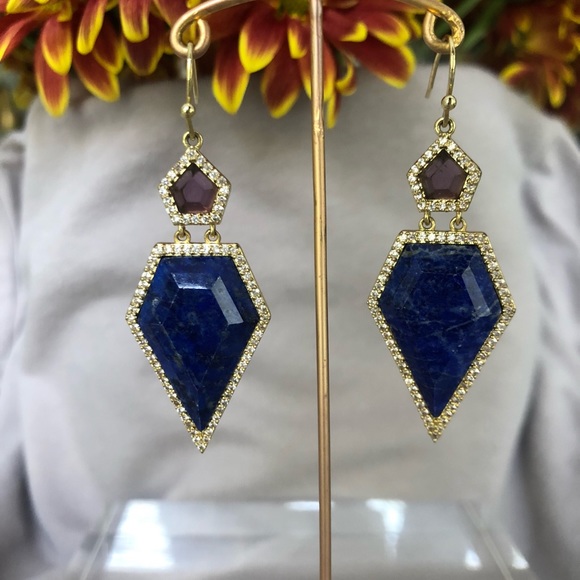 Melanie Auld amethyst and lapis earrings - Picture 1 of 2